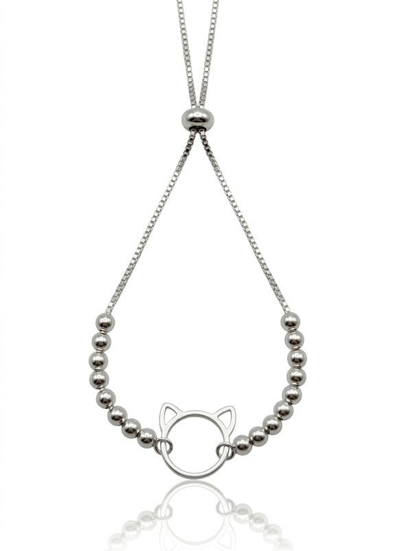 Pulsera de plata regulable - Gato