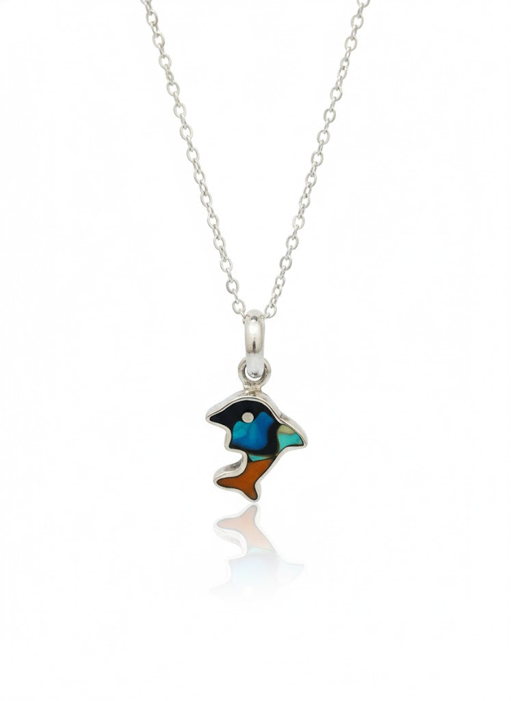 Dije de plata- Delfin con piedras naturales