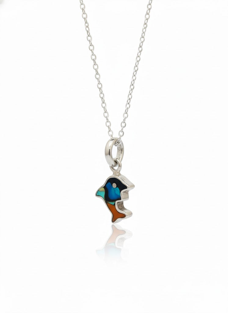 Dije de plata- Delfin con piedras naturales