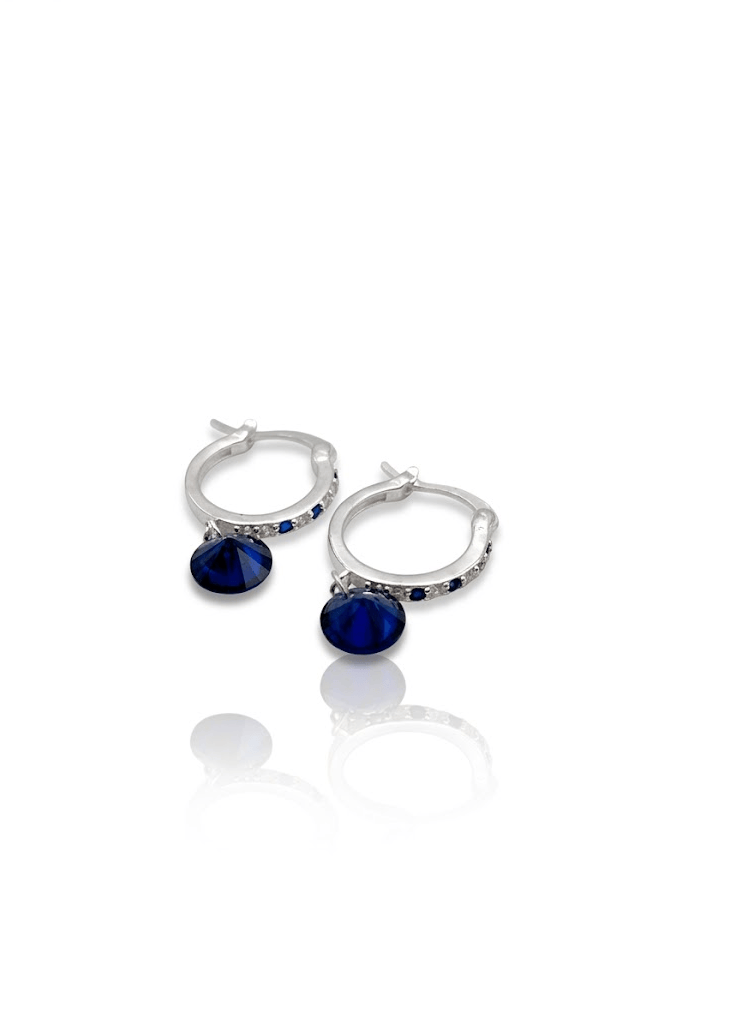 Aretes de plata - Puntos de luz azul