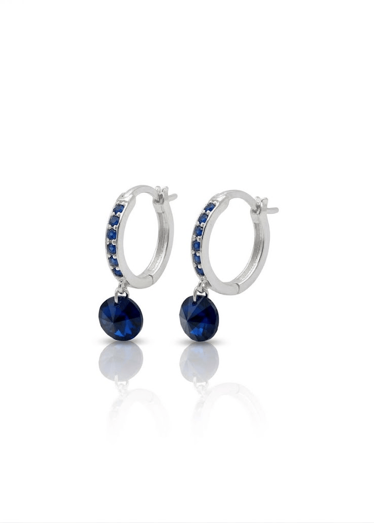 Aretes de plata - Puntos de luz azul