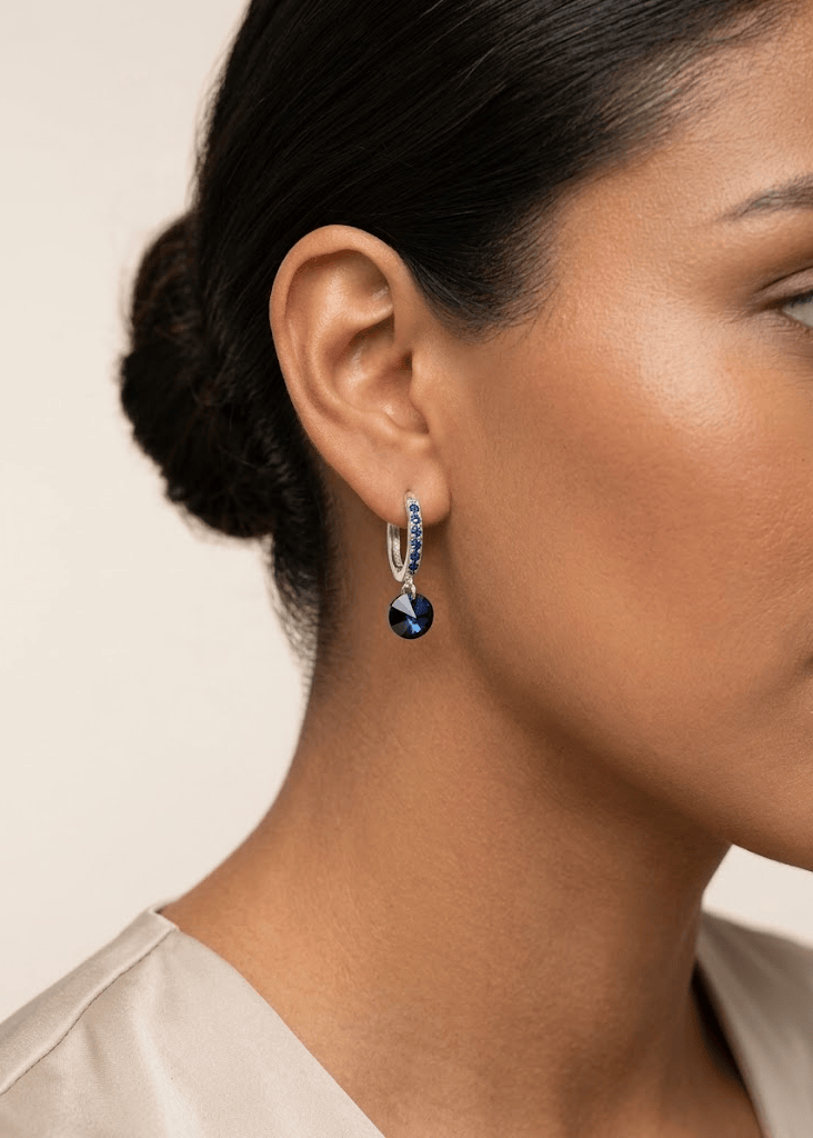Aretes de plata - Puntos de luz azul
