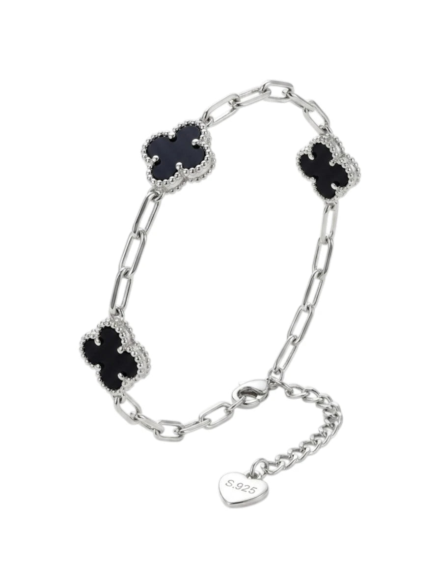 Pulsera flor 3 flor Negro - Van Cleef