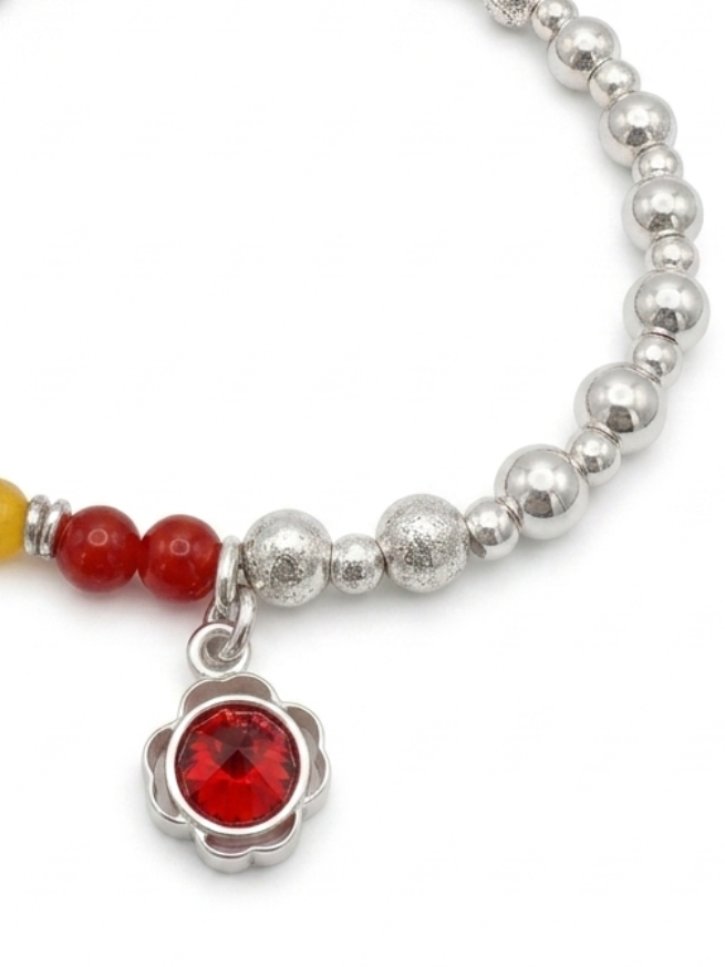Pulsera de plata - Flor de colores