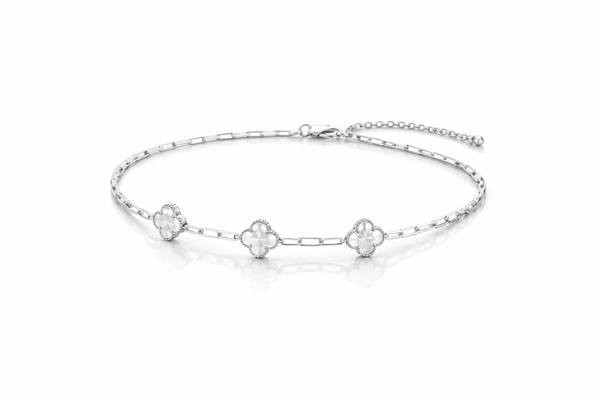 Van Cleef - Pulsera 3 flor blanca
