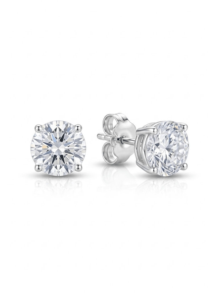 Aretes de plata - Circon redondo