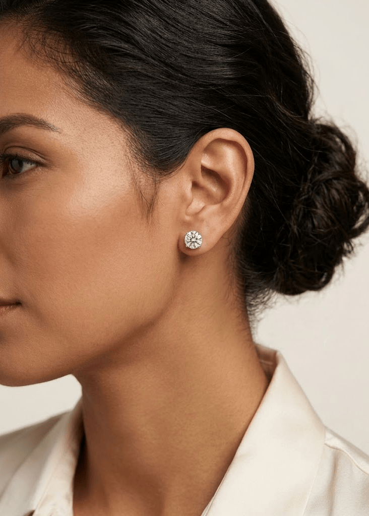 Aretes de plata - Circon redondo